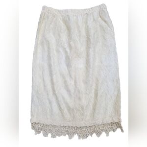 Victorian Ivory Lace Overlay Straight Skirt Crochet Lace Trim 16 Vintage Design